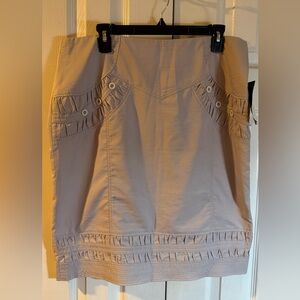 Chic Beige Pencil Skirt with Button Accents